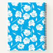 Moderne Weiße Rosen auf blauem Muster Personalisie Notizblock (Rückseite)