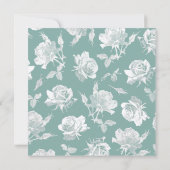 Moderne Weiße Rosen Hellgrüne Blumige Hochzeit Save The Date (Rückseite)