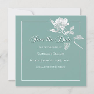 Moderne Weiße Rosen Hellgrüne Blumige Hochzeit Save The Date