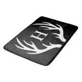 Moderne weiße Rotwild-Geweih-Anfangsbuchstabe Badematte (Schrägansicht)