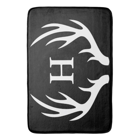 Moderne weiße Rotwild-Geweih-Anfangsbuchstabe Badematte (Vorderseite Vertikal)