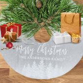 Moderne weiße Schneebäume Metallische Silberfest W Polyester Weihnachtsbaumdecke