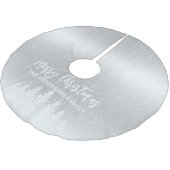 Moderne weiße Schneebäume Metallische Silberfest W Polyester Weihnachtsbaumdecke (Schrägansicht)