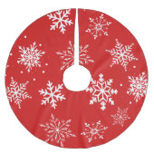 Moderne weiße Schneeflocken  Polyester Weihnachtsbaumdecke (Vorderseite)