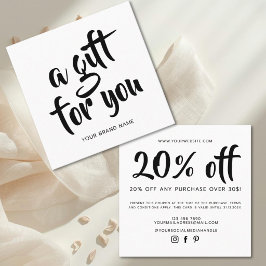 Moderne weiße Schrift-Coupon-Rabattkarte Rabattkarte