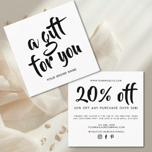 Moderne weiße Schrift-Coupon-Rabattkarte Rabattkarte