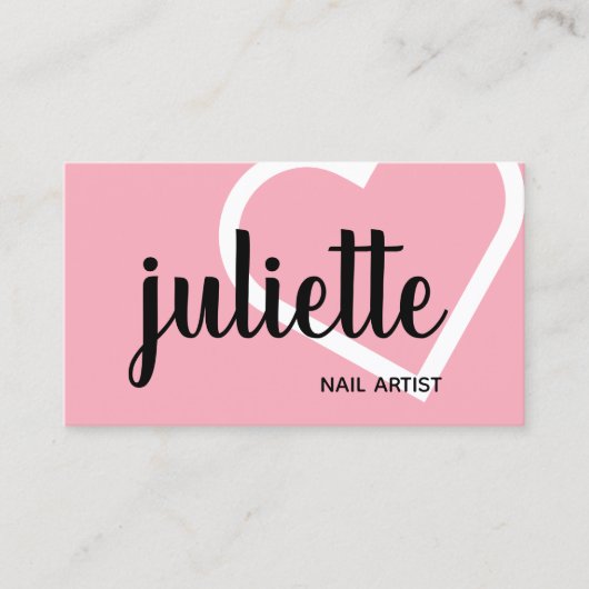 Moderne, weiße, schwarz-rosa Nagelkünstlerin Visitenkarte (Vorderseite)