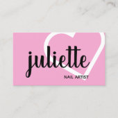 Moderne, weiße, schwarz-rosa Nagelkünstlerin Visitenkarte (Vorderseite)