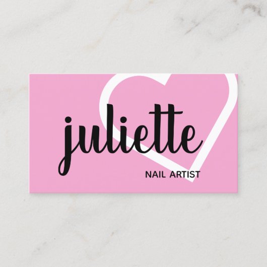 Moderne, weiße, schwarz-rosa Nagelkünstlerin Visitenkarte (Vorderseite)