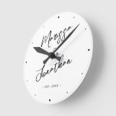 Moderne, weiße Schwarze Hand Runde Wanduhr (Winkel)