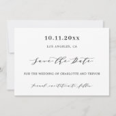 Moderne, weiße schwarze Schrift Save The Date (Vorderseite)