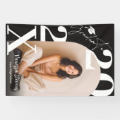 Moderne Weiße Schwarze Trendy Foto Abschlussfeier Banner (Horizontal)