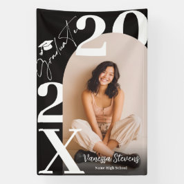 Moderne Weiße Schwarze Trendy Foto Abschlussfeier Banner