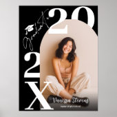 Moderne Weiße Schwarze Trendy Foto Abschlussfeier Poster (Vorne)