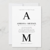 Moderne weiße, schwarze Typografie Hochzeit Einladung (Vorderseite)