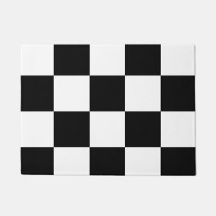 Moderne weiße schwarzes Quadrat-Muster-Gewohnheit Fußmatte