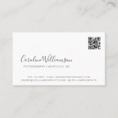 Moderne weiße Skript-Foto-QR-Code-Minimal-Trendy Visitenkarte (Vorderseite)