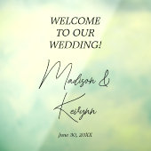 Moderne weiße Skriptpaare heißen Hochzeit Willkomm Fensteraufkleber (Blatt 3)