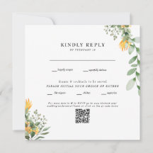 Moderne weiße Sonnenblumen-Hochzeit mit QR-Code im