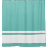Moderne weiße Streifen auf dem Aqua Aquamarin Duschvorhang (Vorderseite)