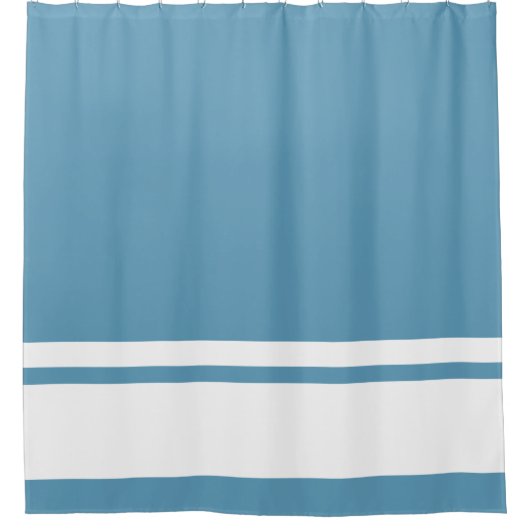 Moderne weiße Streifen auf den blaue Ozeanen Duschvorhang (Vorderseite)
