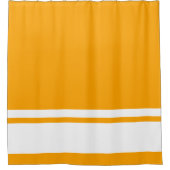 Moderne weiße Streifen auf goldgelben Gelben Duschvorhang (Vorderseite)