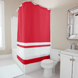 Moderne weiße Streifen auf hellroten Streifen Duschvorhang