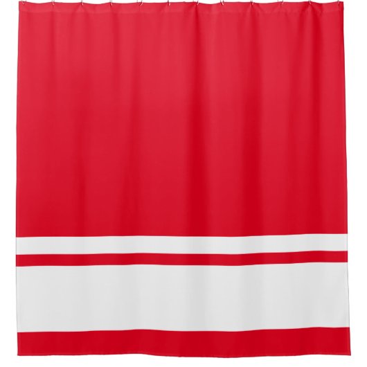 Moderne weiße Streifen auf hellroten Streifen Duschvorhang (Vorderseite)