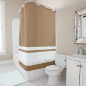 Moderne weiße Streifen auf Mocha Brown Duschvorhang (Beispiel)