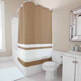 Moderne weiße Streifen auf Mocha Brown Duschvorhang