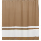Moderne weiße Streifen auf Mocha Brown Duschvorhang (Vorderseite)