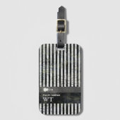 Moderne weiße Streifen auf schwarz Gepäckanhänger (Vorderseite Vertikal)