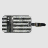 Moderne weiße Streifen auf schwarz Gepäckanhänger (Vorderseite (Horizontal))