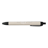 Moderne weiße Tan-Script-Monogramm-Stift Kugelschreiber (Unterseite)
