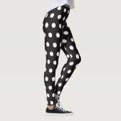 Moderne weiße Tupfen auf Schwarzem, Stellenmuster Leggings (Rechts)