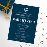 Moderne weiße Typografie auf Blue Bar Mitzvah Einladung<br><div class="desc">Modern White Typografy on Blue Bar Mitzvah Einladung</div>