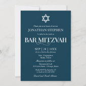 Moderne weiße Typografie auf Blue Bar Mitzvah Einladung (Vorderseite)