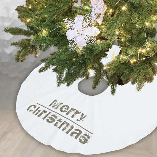 Moderne weiße Typografie frohe Weihnachten Polyester Weihnachtsbaumdecke