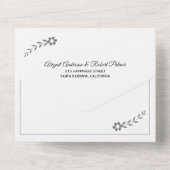 Moderne weiße Typografie, graue Hochzeit All In One Einladung (Rückseite)