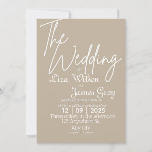 Moderne weiße und beige einfache Hochzeit Einladung