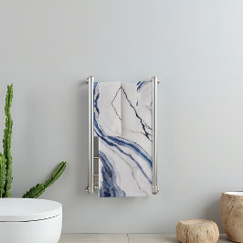 Moderne weiße und blaue minimalistische Marmoropti Badhandtuch Set