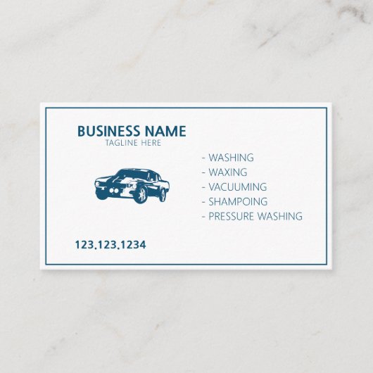 Moderne, weiße und blaue mobile Autos - Wash & Det Visitenkarte (Vorderseite)