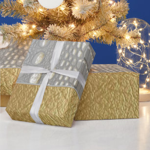 Moderne weiße und goldene Alligator-Krokodilleder- Geschenkpapier