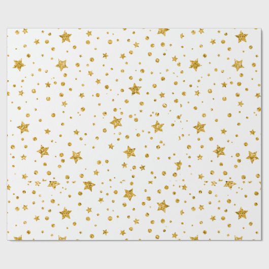 Moderne, weiße und goldene Himmelsstars Geschenkpapier (Flach)