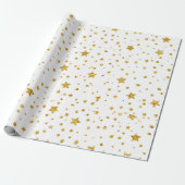 Moderne, weiße und goldene Himmelsstars Geschenkpapier (Ungerollt)