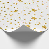 Moderne, weiße und goldene Himmelsstars Geschenkpapier (Ecke)