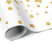 Moderne, weiße und goldene Himmelsstars Geschenkpapier (Rolleneckpunkt)