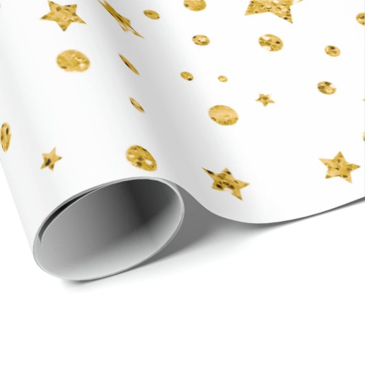 Moderne, weiße und goldene Himmelsstars Geschenkpapier (Rolleneckpunkt)