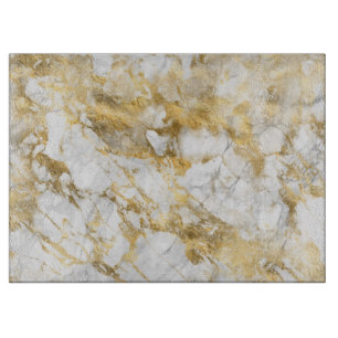 Moderne weiße und goldene Marmoroptik Schneidebrett