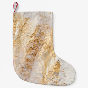 Moderne weiße und goldene Pinsel gemalte Hintergru Kleiner Weihnachtsstrumpf